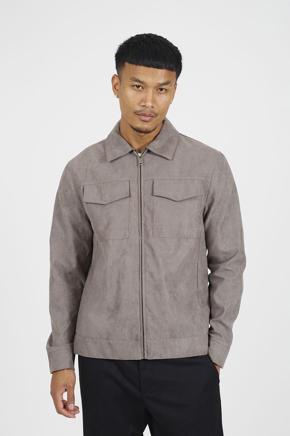 Faux Suede Patch Pocket Jacket by BRAVE SOUL