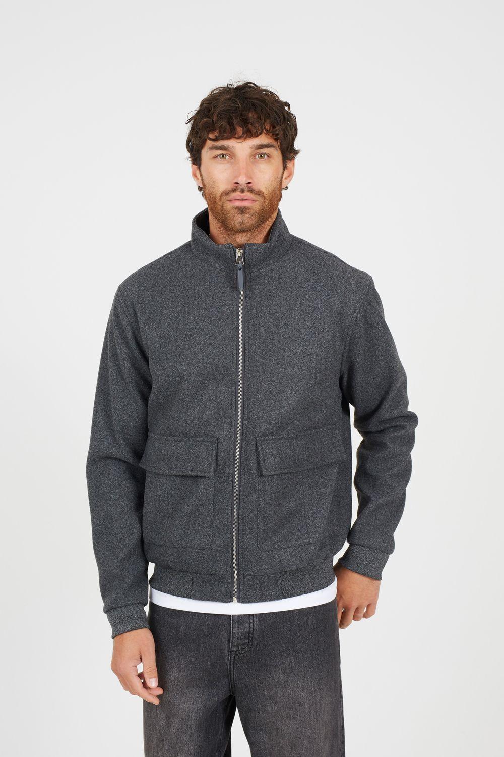 Faux Wool Funnel Neck Bomber Style Jacket by BRAVE SOUL