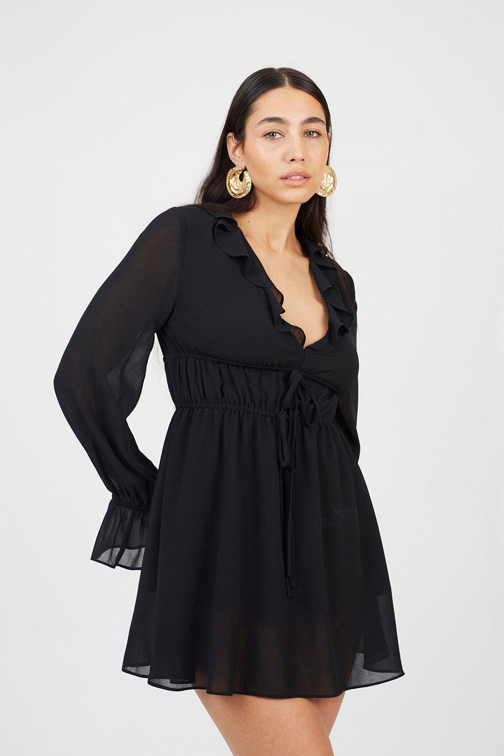Frill Detail Ruched Mini Dress by BRAVE SOUL