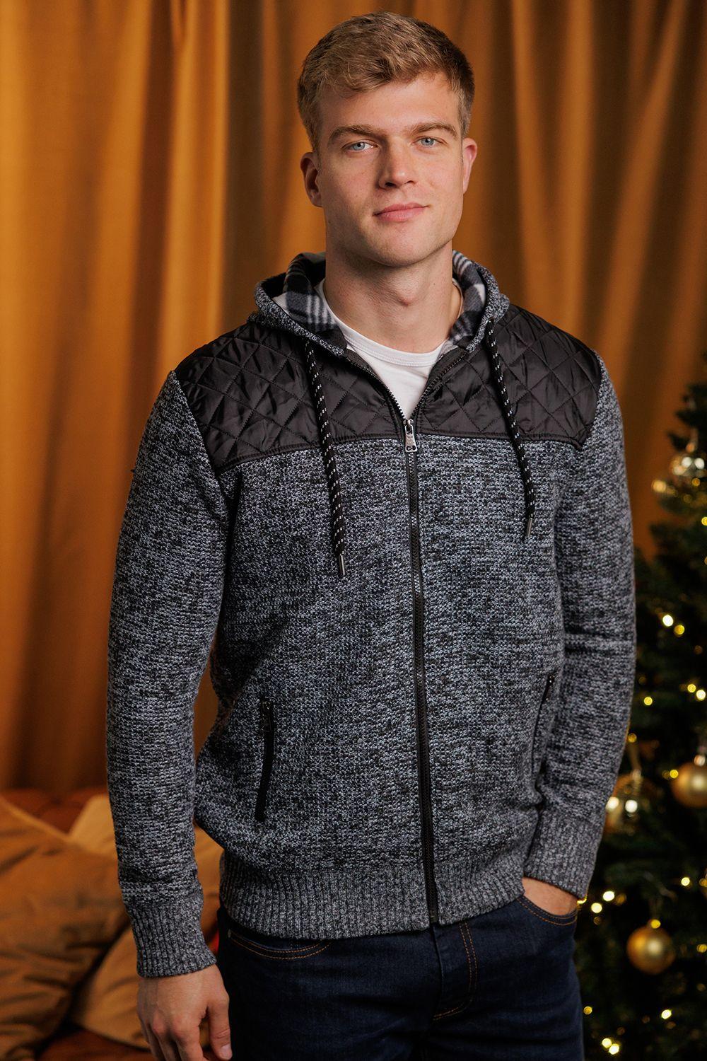 Full Zip Hoodie with Contrast Panel by BRAVE SOUL