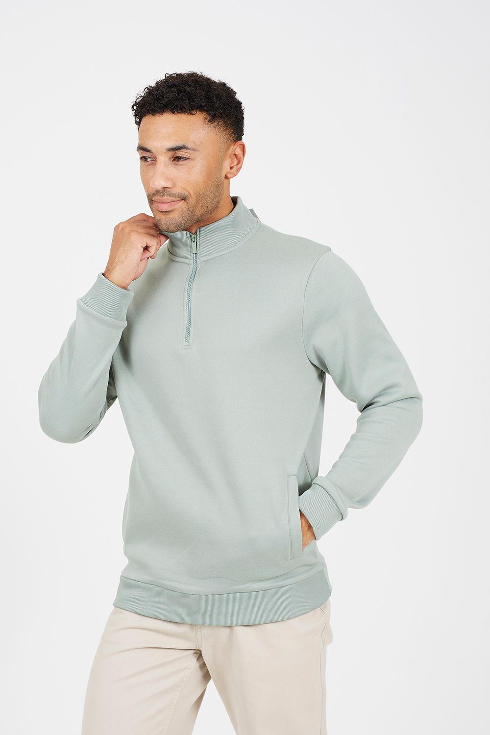 Funnel Neck 1/4 Zip Sweatshirt by BRAVE SOUL