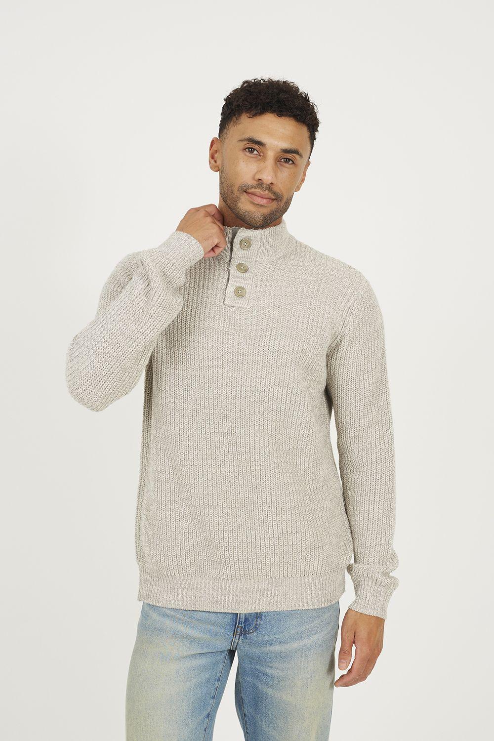 Funnel Neck Jumper with Buttons by BRAVE SOUL