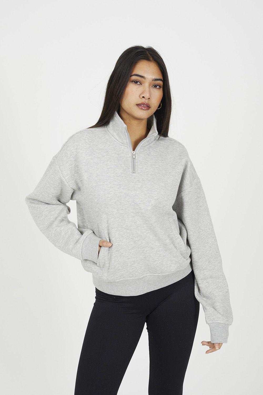 Funnel Neck Quarter Zip Sweatshirt by BRAVE SOUL