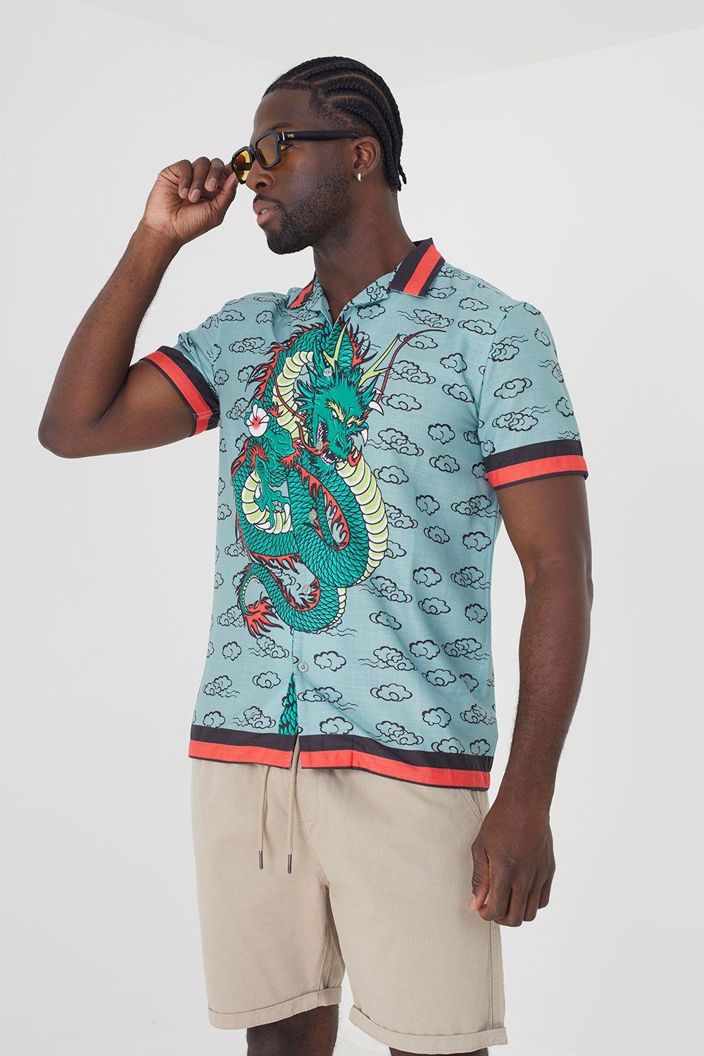 Graphic Print Short Sleeve Shirt by BRAVE SOUL