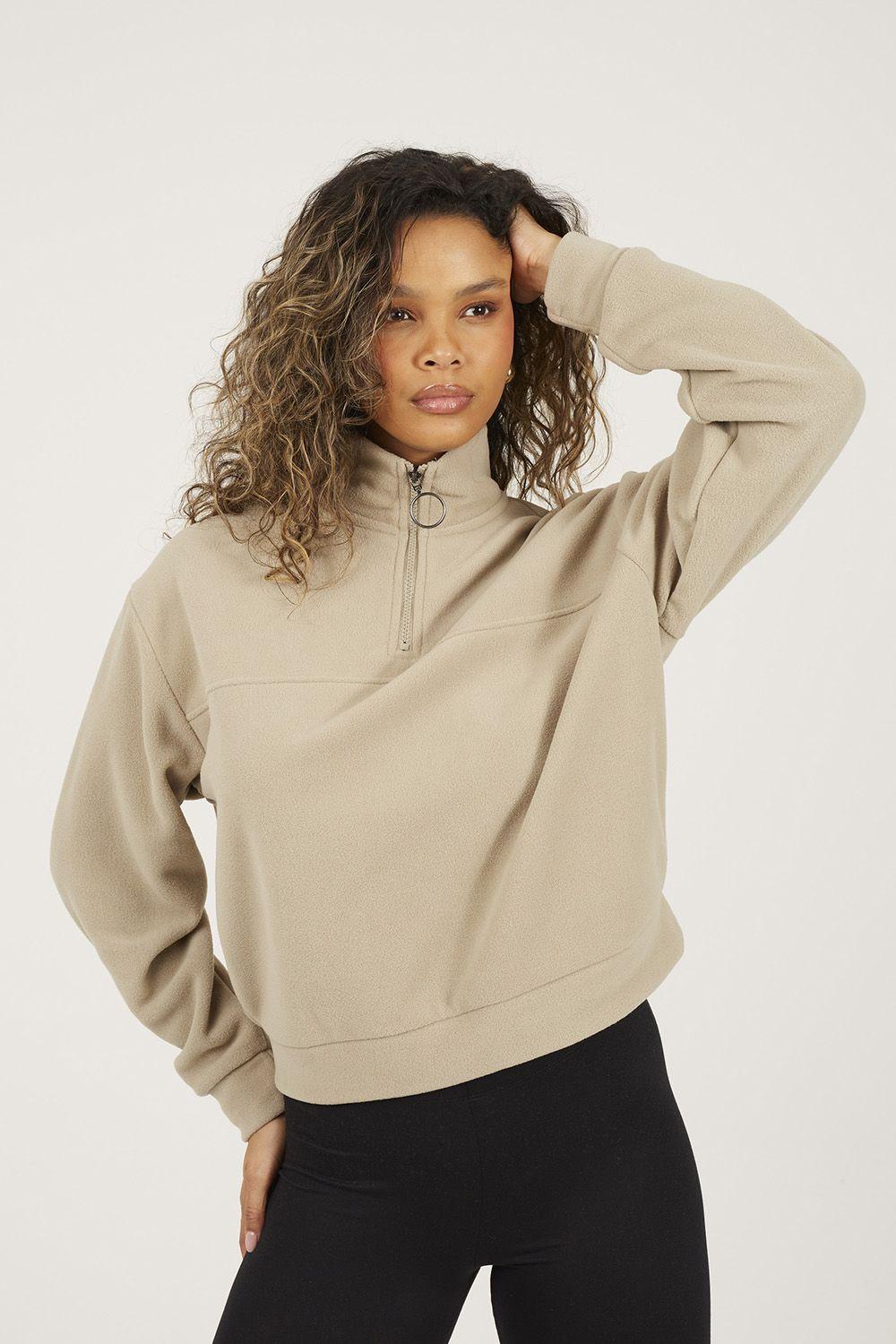 Half Zip Fleece Sweatshirt by BRAVE SOUL