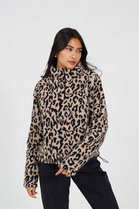 Half Zip Leopard Print Sherpa Fleece by BRAVE SOUL