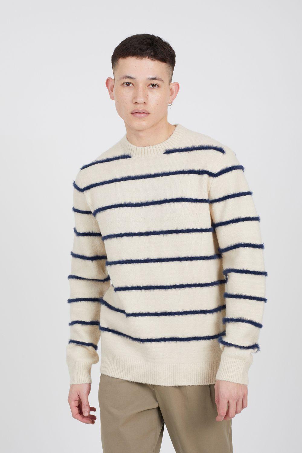 High Crew Neck Striped Knit Jumper by BRAVE SOUL