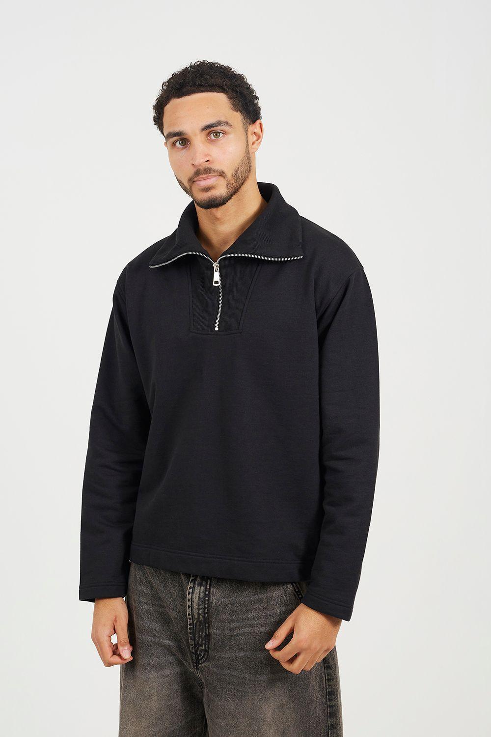 High Funnel Neck 1/4 Zip Sweatshirt by BRAVE SOUL
