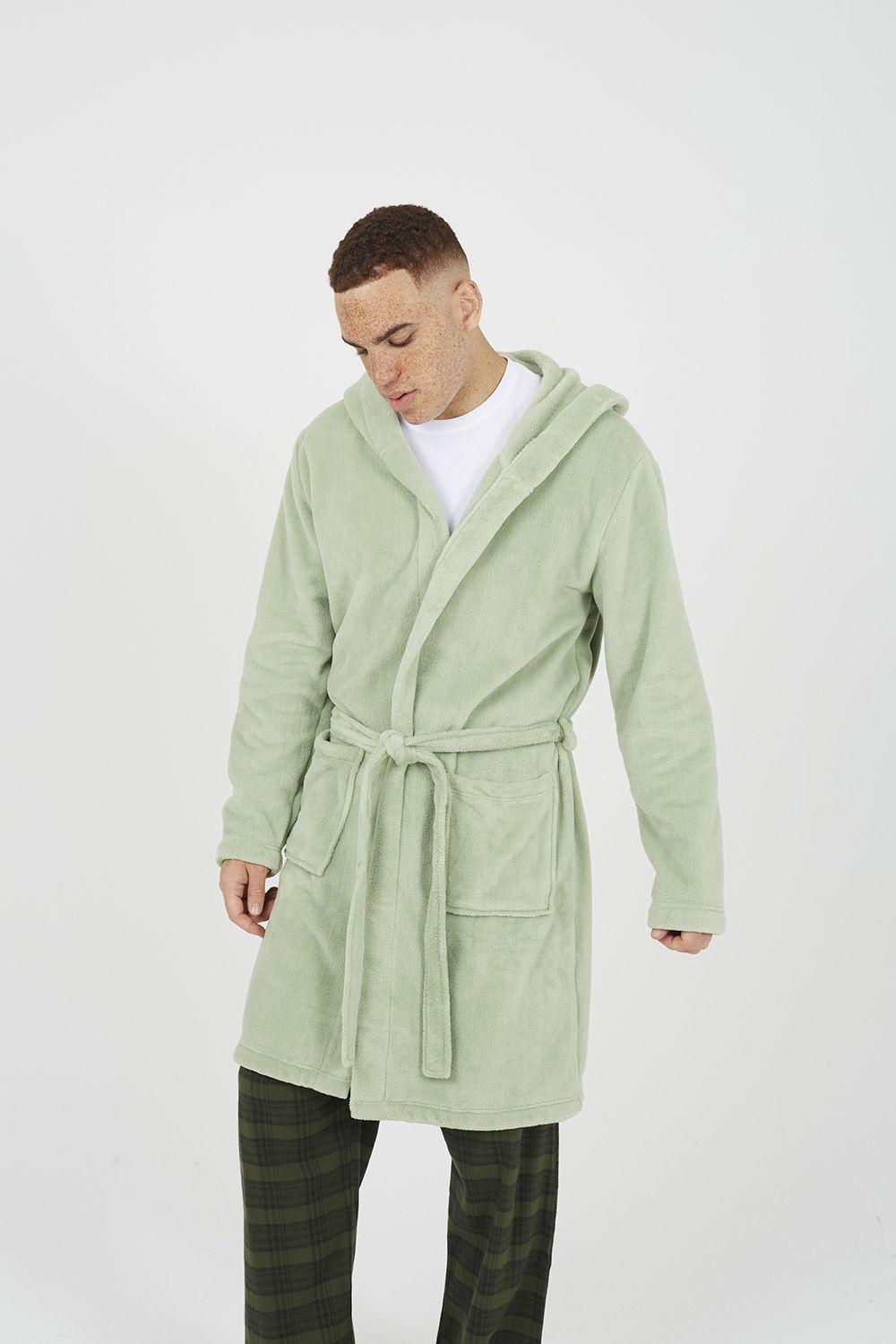 Hooded Dressing Gown with Tie Belt by BRAVE SOUL