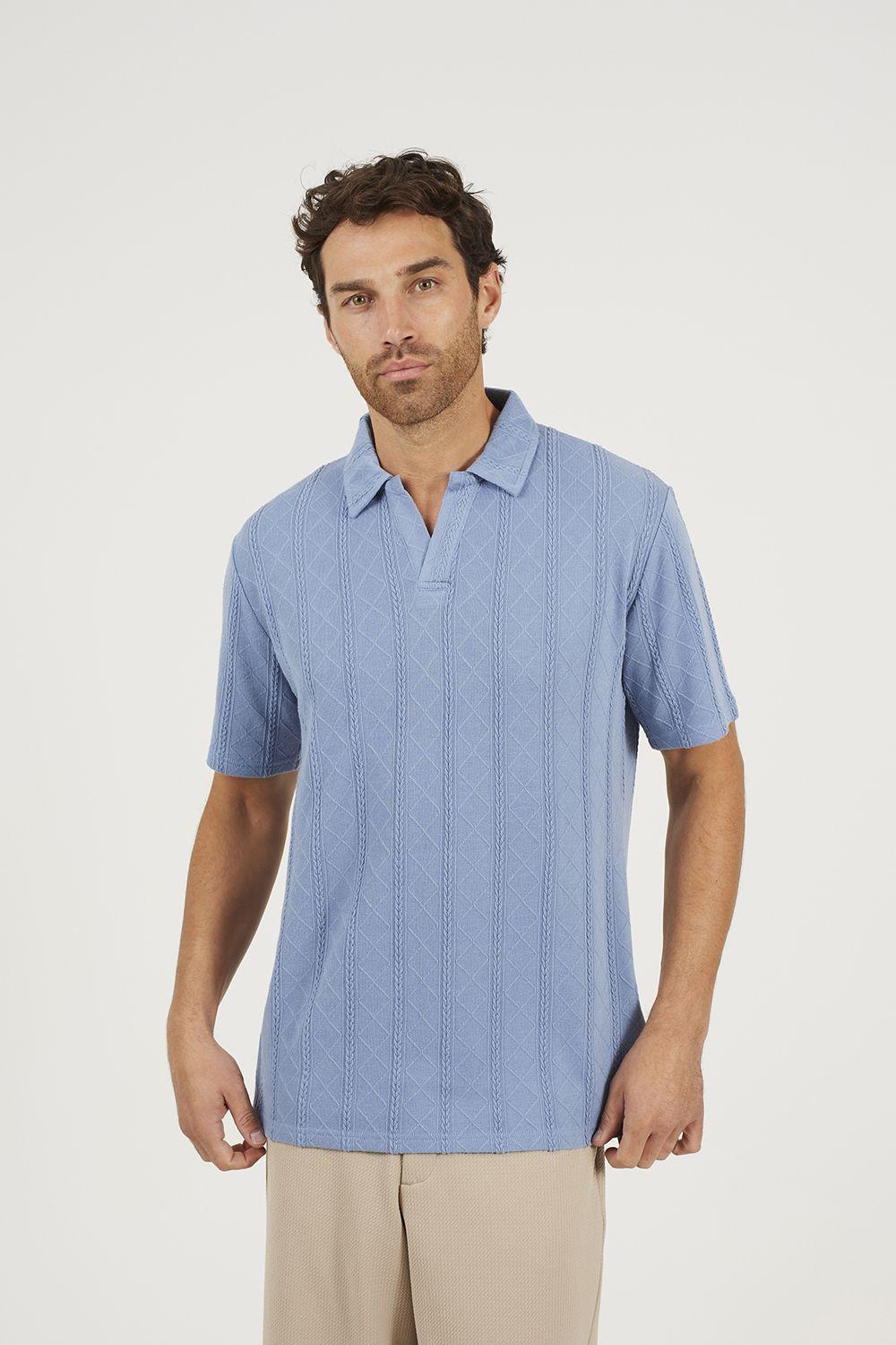 Jacquard Trophy Neck Polo Shirt by BRAVE SOUL
