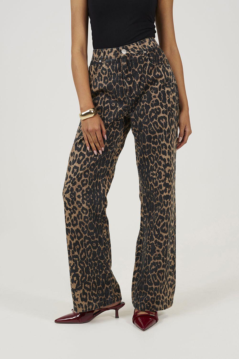 Leopard Print Wide Leg Jeans by BRAVE SOUL