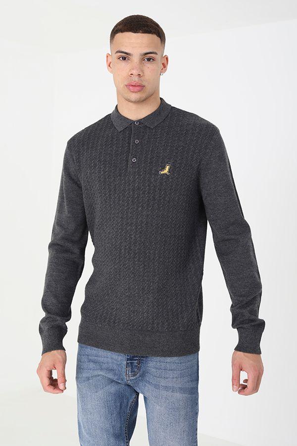 Long Sleeve Knitted Polo Shirt by BRAVE SOUL