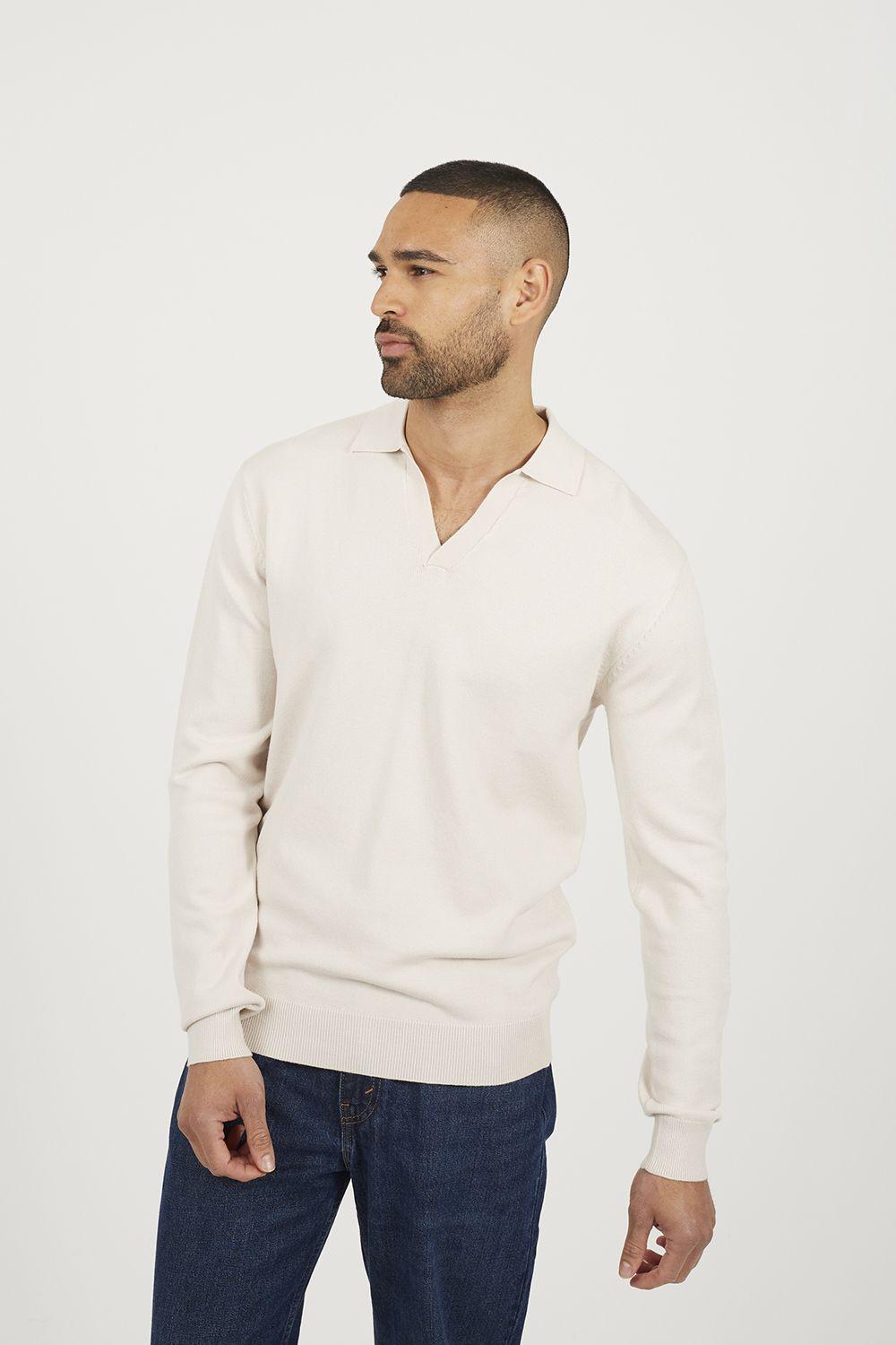 Long Sleeve Knitted Trophy Neck Polo by BRAVE SOUL