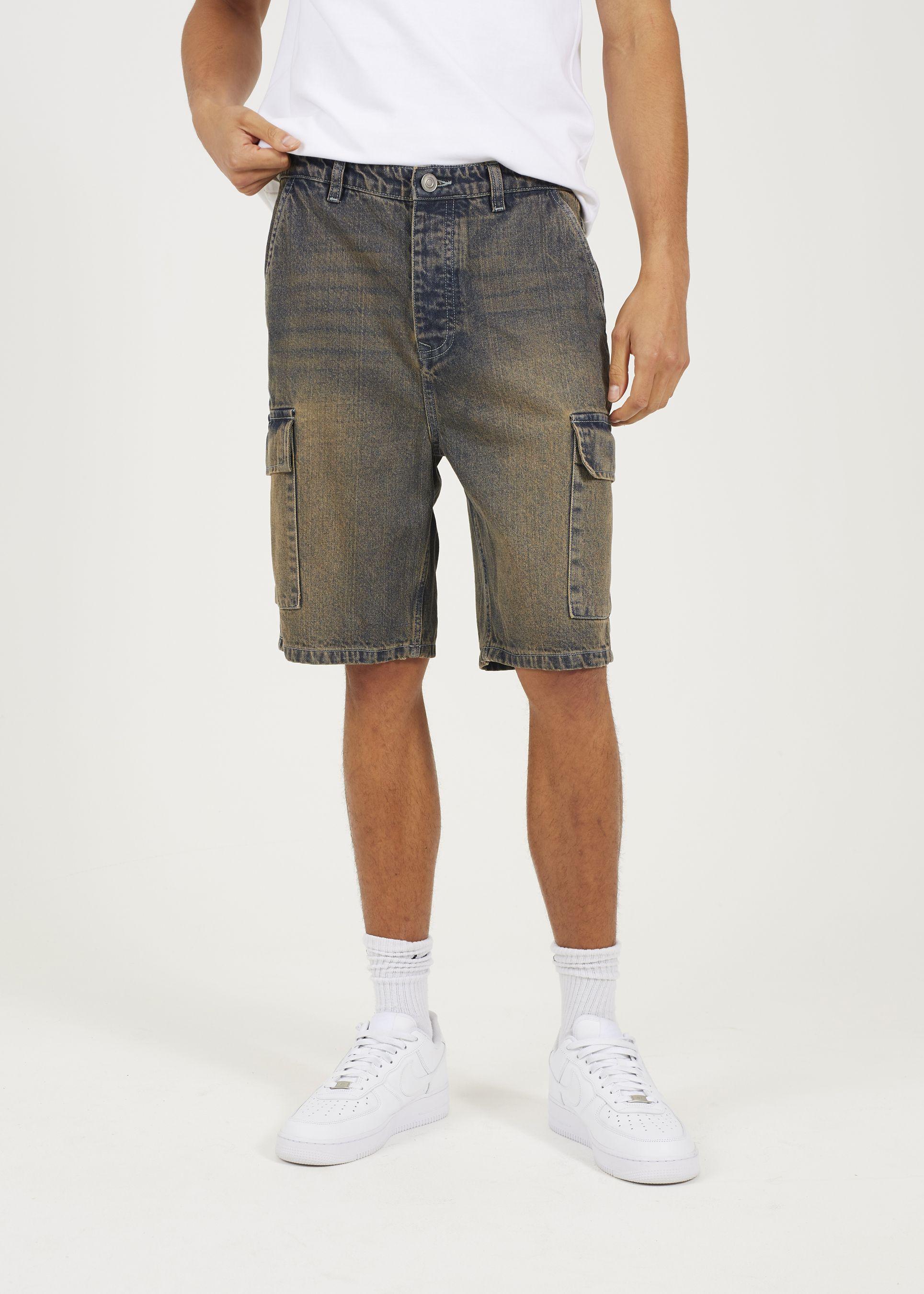 Loose Fit Cargo Denim Shorts by BRAVE SOUL