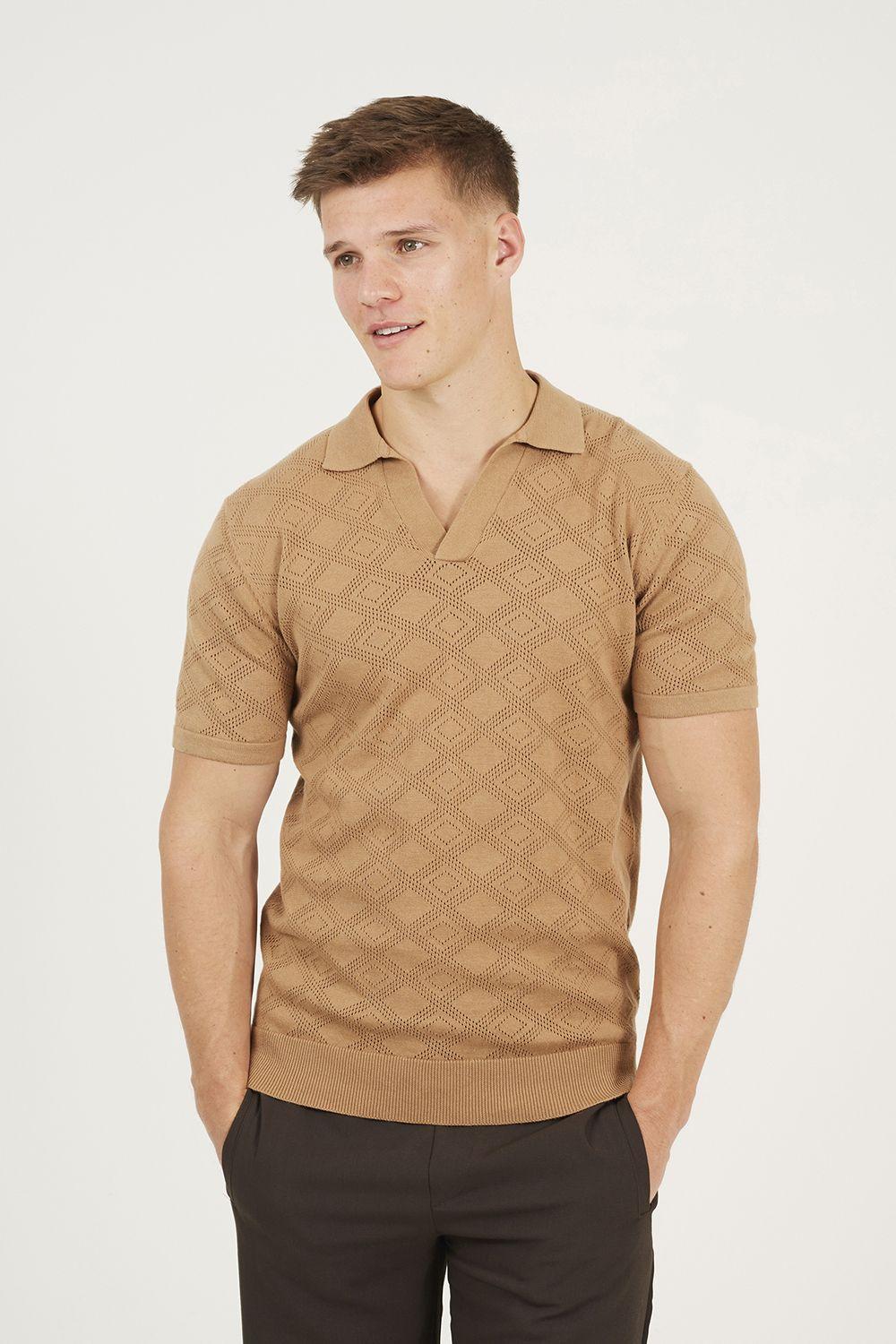 Open Collar Knitted Polo Shirt by BRAVE SOUL