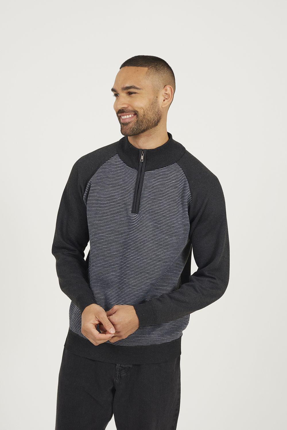Quarter Zip Funnel Neck Jumper by BRAVE SOUL