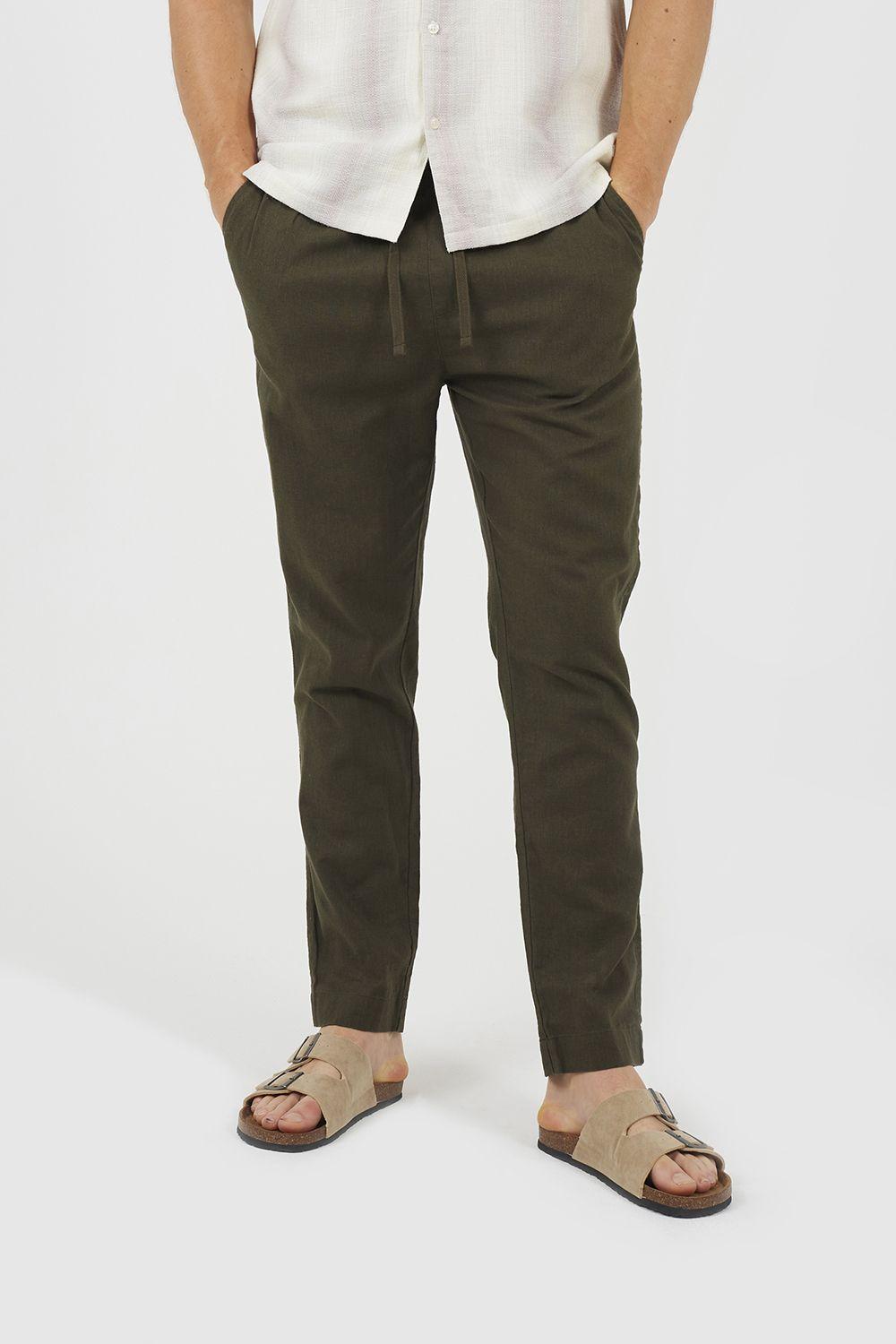 Relaxed Fit Linen Blend Trousers by BRAVE SOUL