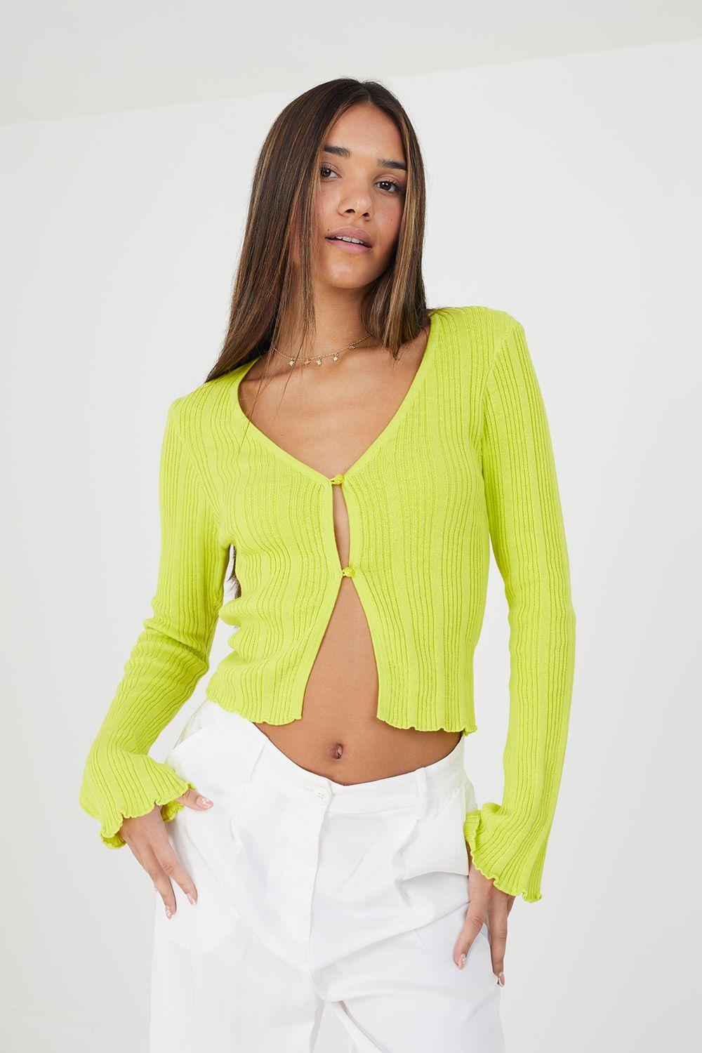 Ribbed Knitted Cardigan with Wide Sleeve by BRAVE SOUL