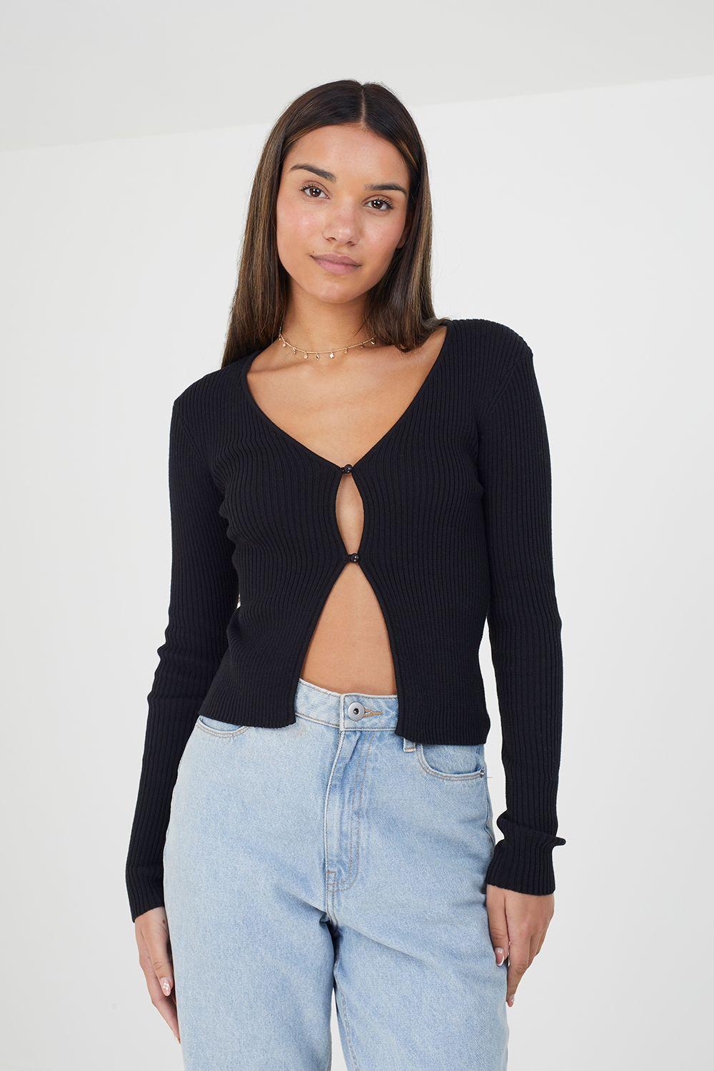 Ribbed Knitted V-Neck Cardigan by BRAVE SOUL