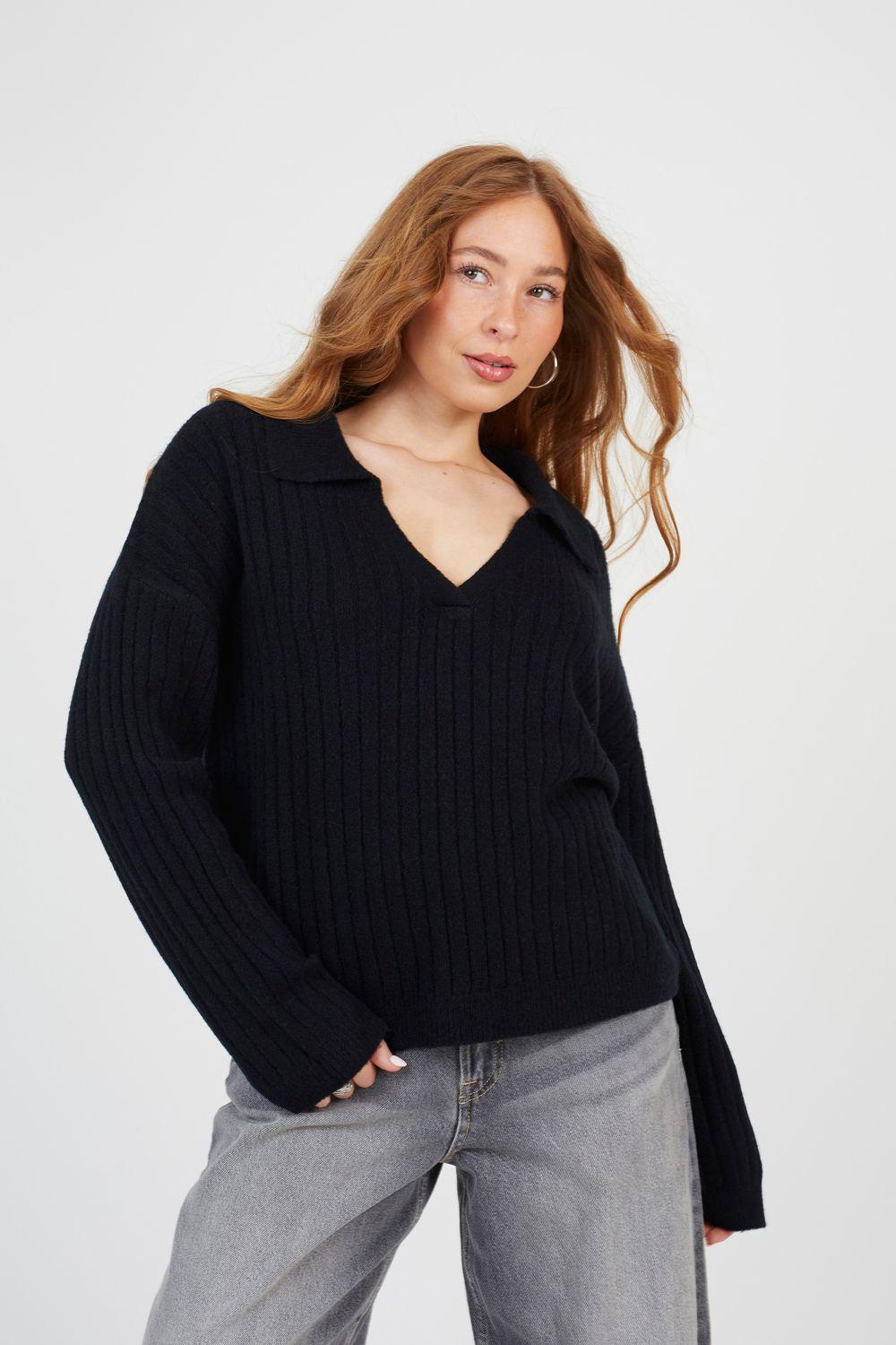 Ribbed Trophy Neck Knited Jumper by BRAVE SOUL