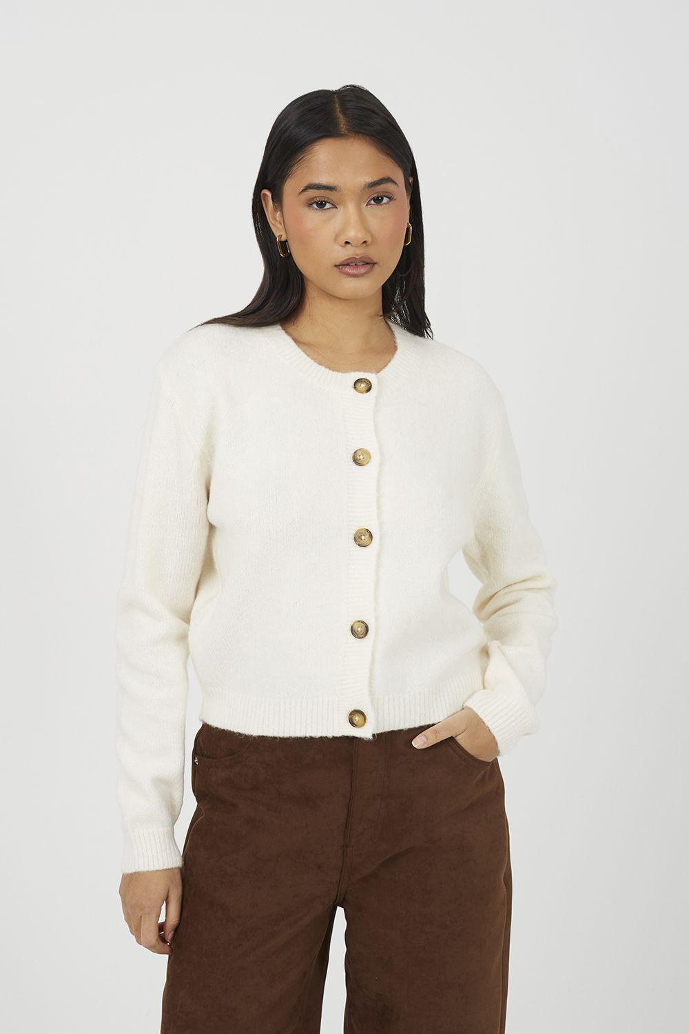 Round Neck Jersey Knit Cardigan by BRAVE SOUL