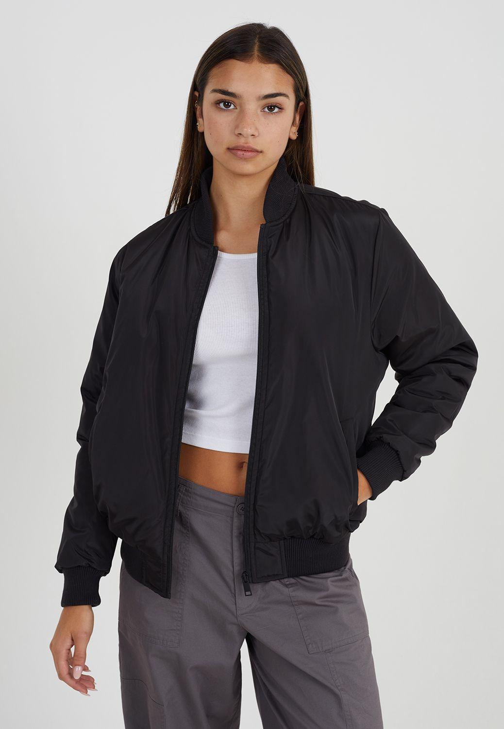 Ruched Sleeve Oversized Bomber Jacket by BRAVE SOUL