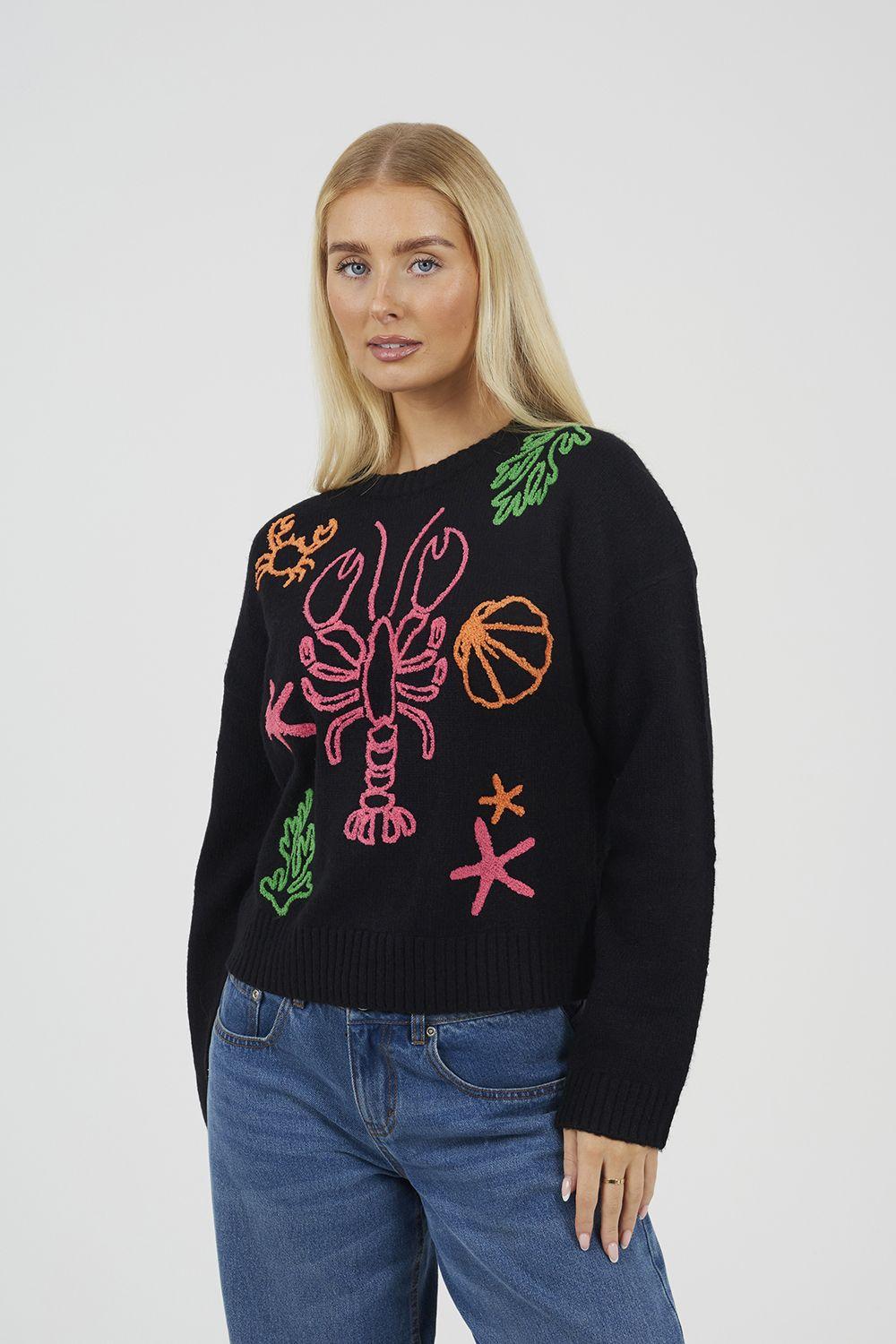 Sea Life Embroidered Jumper by BRAVE SOUL