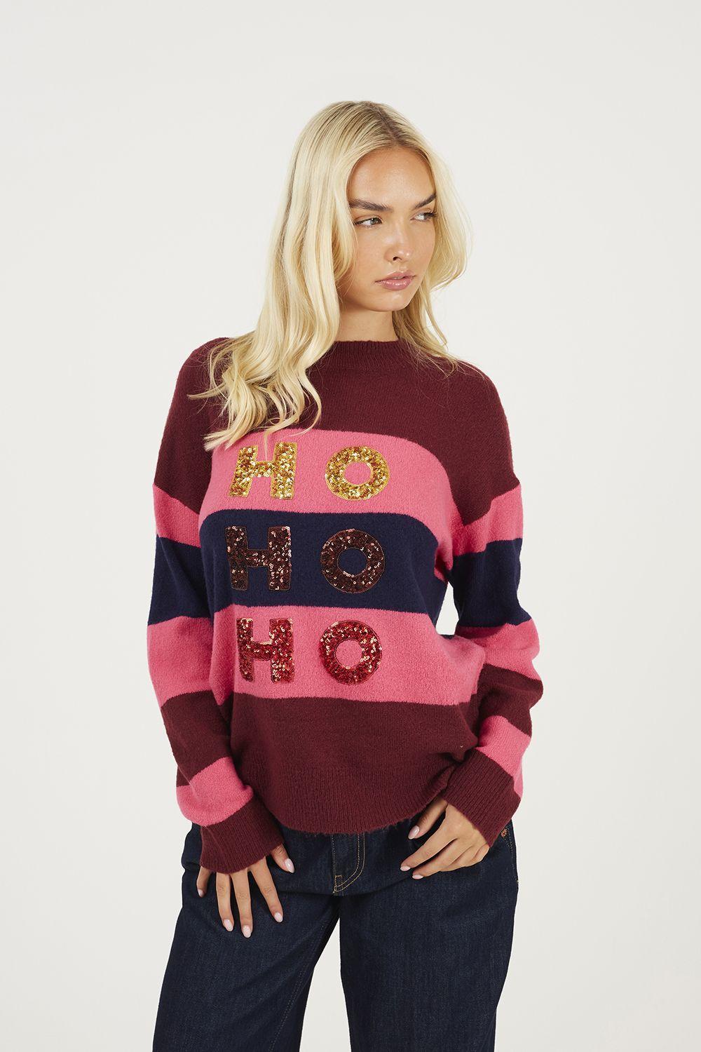 Sequin Slogan Christmas Jumper by BRAVE SOUL