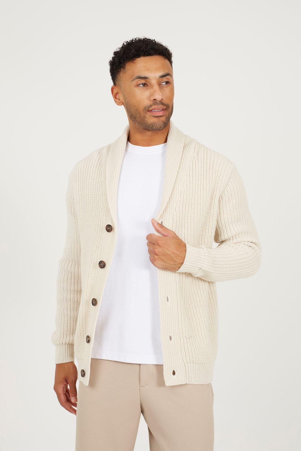 Shawl Neck Chunky Knit Cardigan by BRAVE SOUL