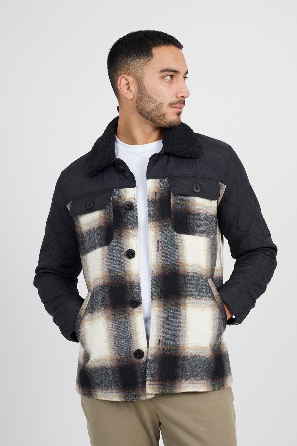 Sherpa Collar Checked Jacket by BRAVE SOUL