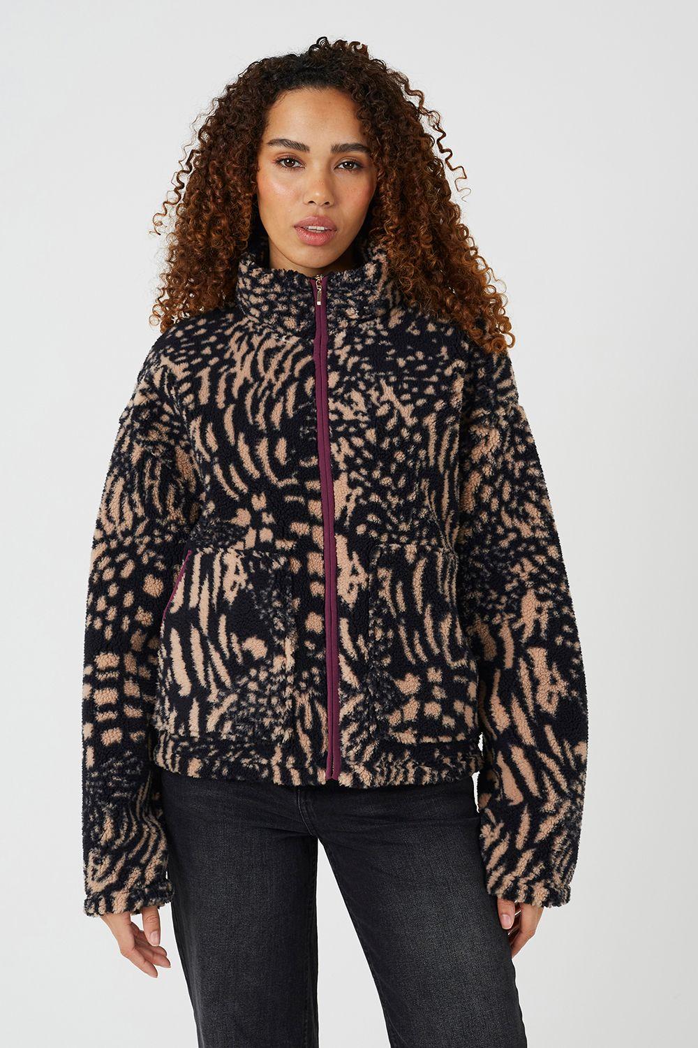 Sherpa Fleece Animal Print Sweatshirt by BRAVE SOUL
