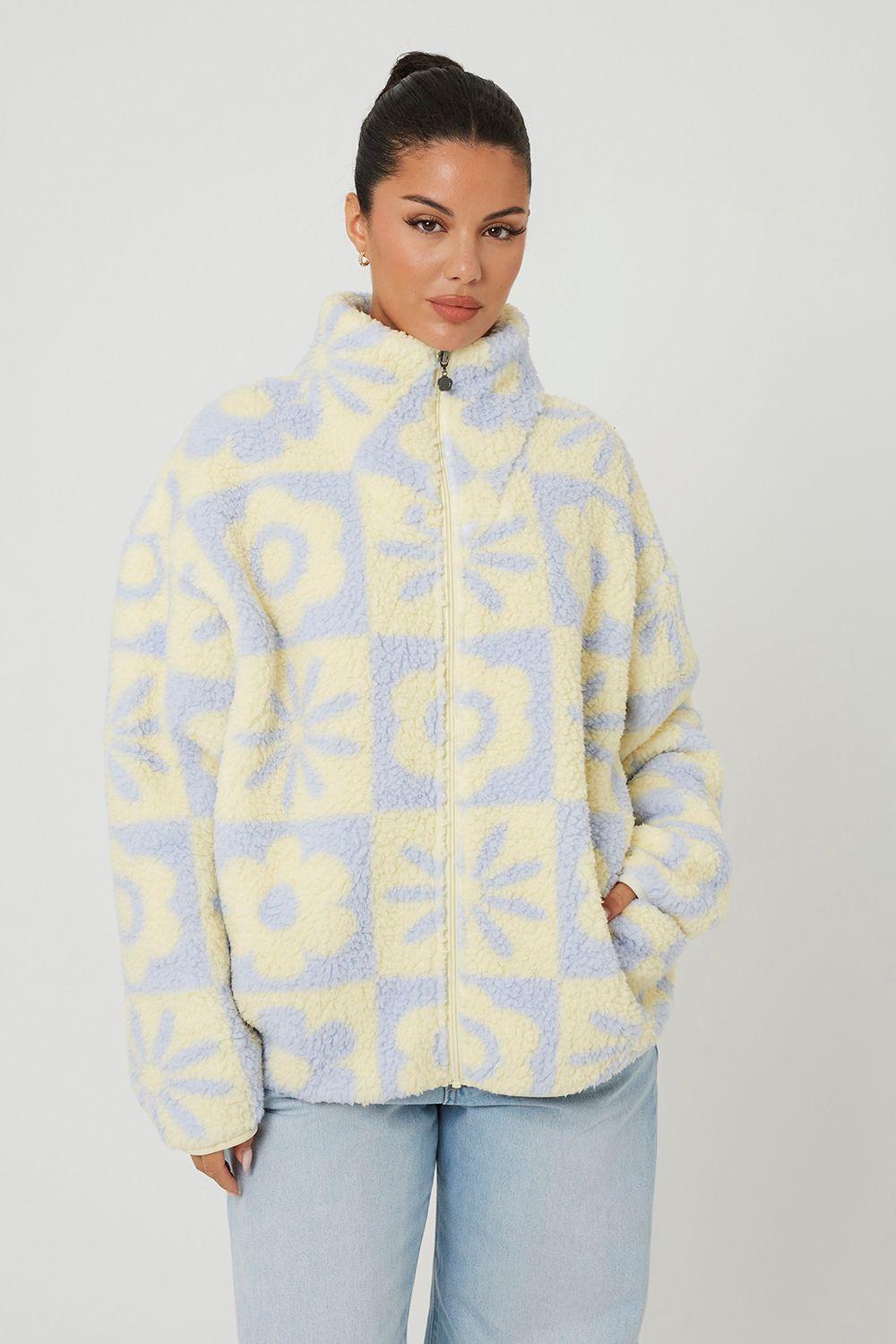 Sherpa Fleece Floral Print Sweatshirt by BRAVE SOUL