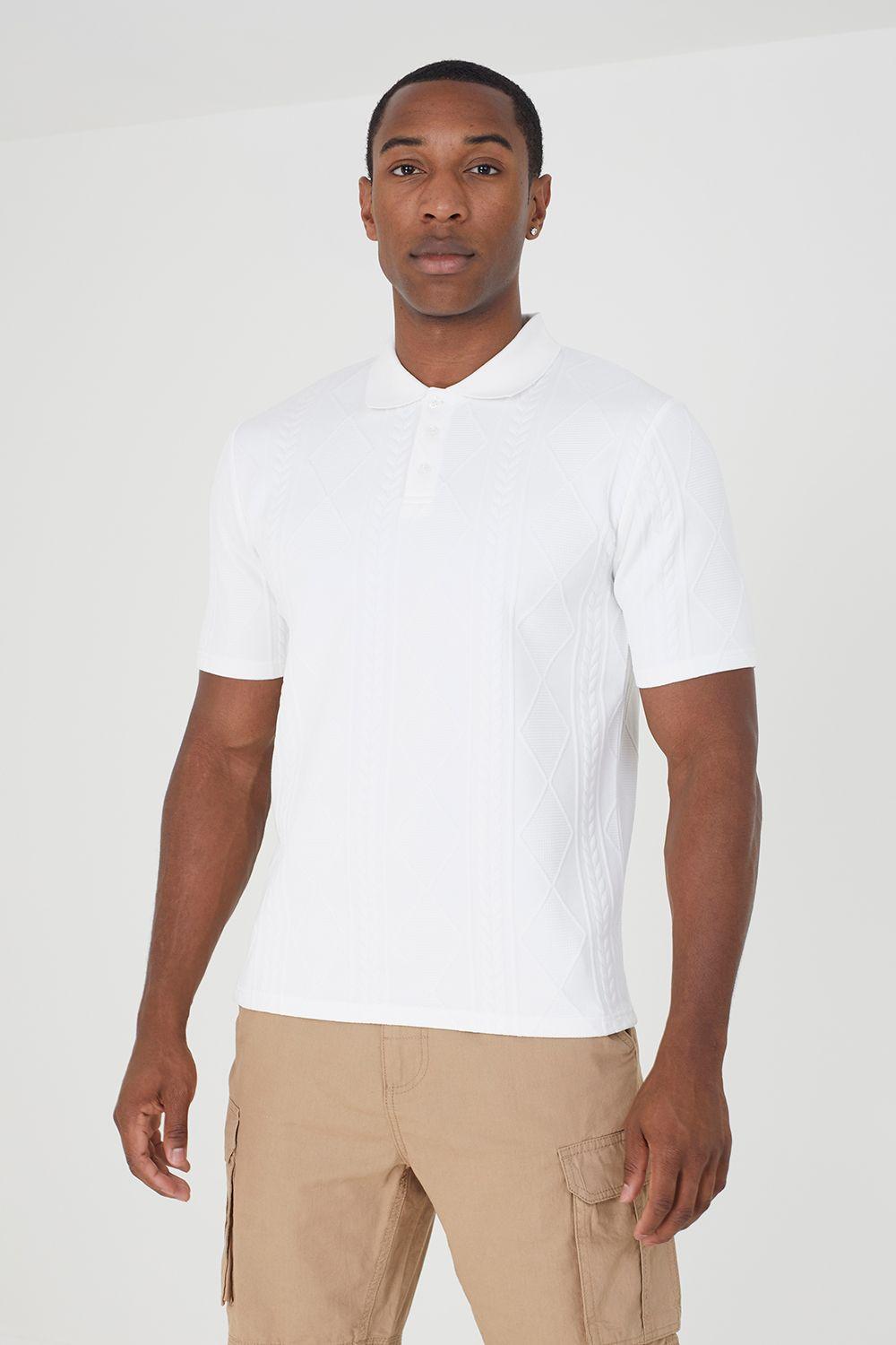 Short Sleeve Jacquard Polo Shirt by BRAVE SOUL