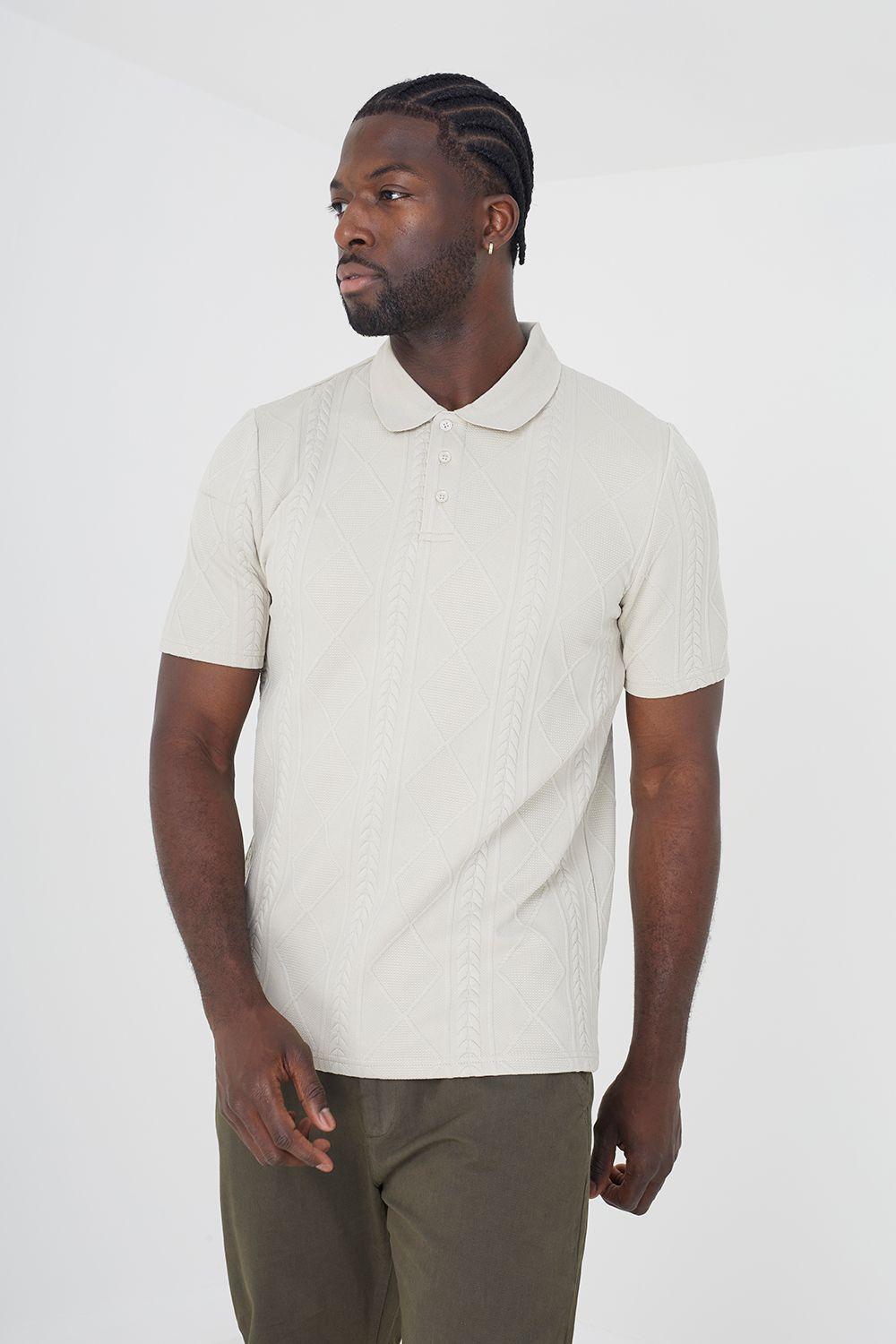 Short Sleeve Jacquard Polo Shirt by BRAVE SOUL