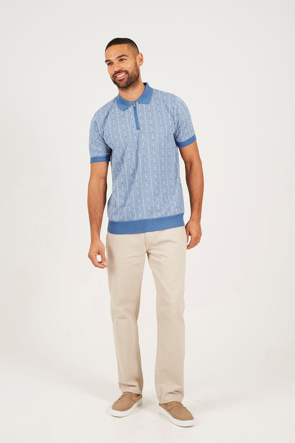 Short Sleeve Jaquard Knitted Polo Shirt by BRAVE SOUL