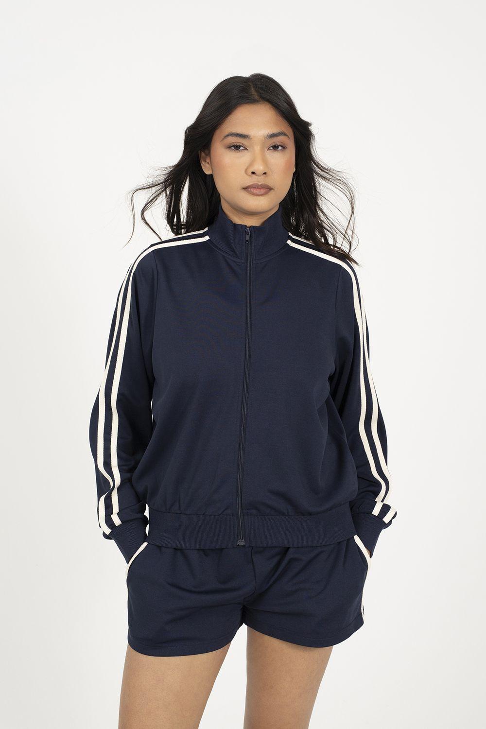 Side Stripe Zip Through Sweatshirt by BRAVE SOUL