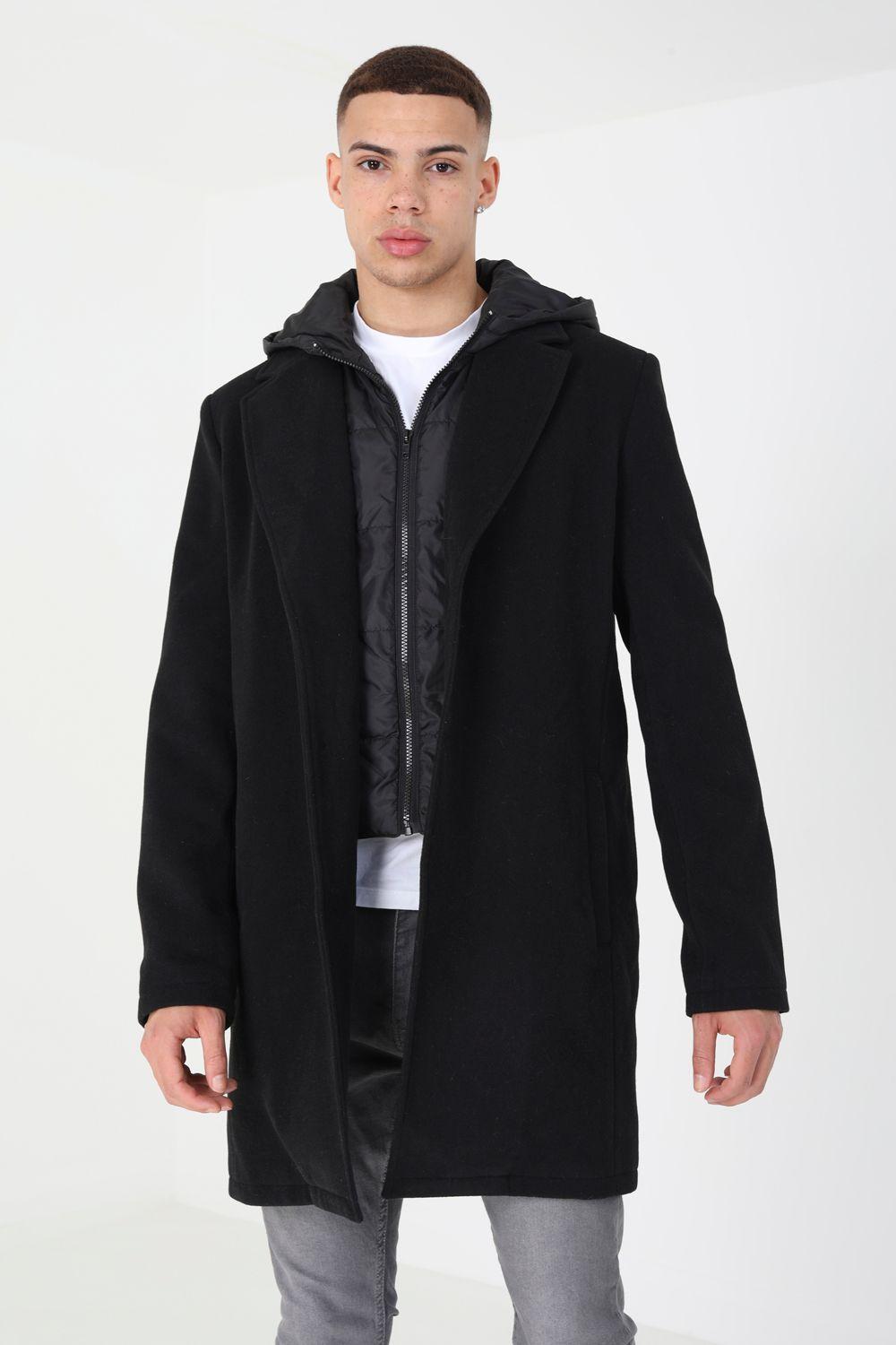 Single Breasted Double Layer Hooded Overcoat by BRAVE SOUL
