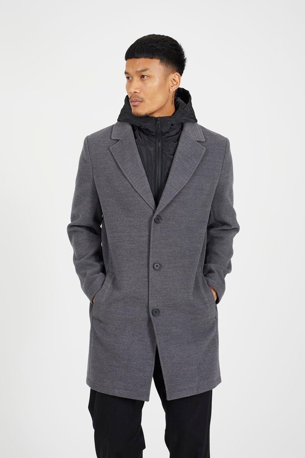 Single Breasted Double Layer Hooded Overcoat by BRAVE SOUL