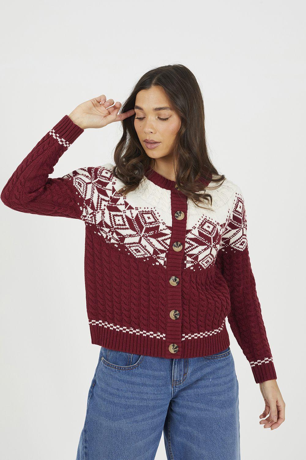 Snowflake Fairisle Christmas Cardigan by BRAVE SOUL