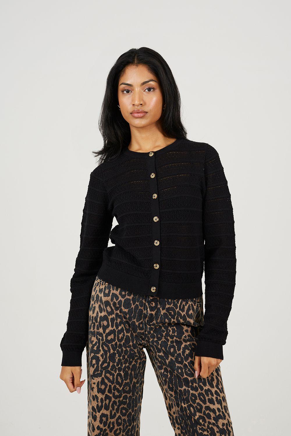 Stitch Detail Crew Neck Cardigan by BRAVE SOUL