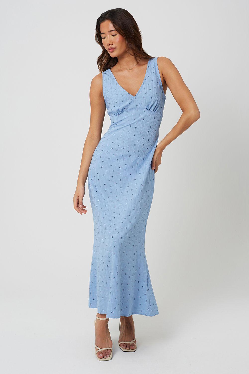 Strappy V-Neck Floral Midi Dress by BRAVE SOUL