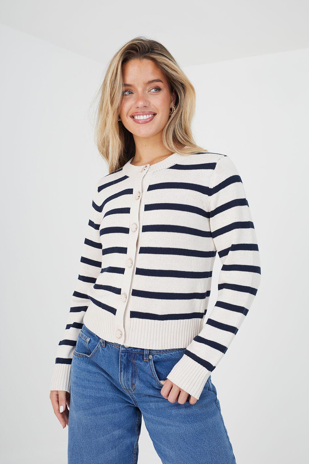 Striped Knitted Cardigan by BRAVE SOUL
