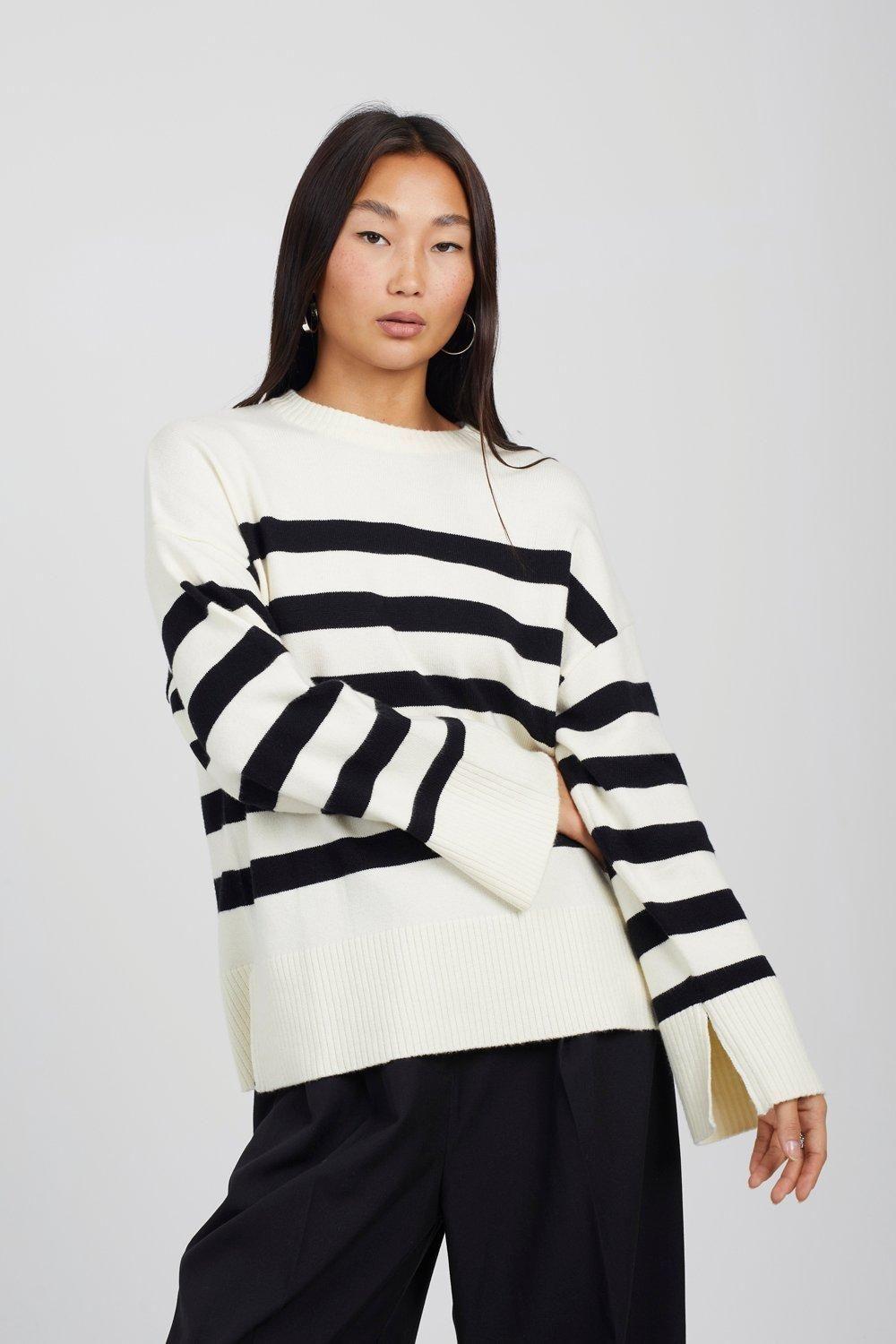 Striped Loose Fit Jumper with Wide Sleeves by BRAVE SOUL