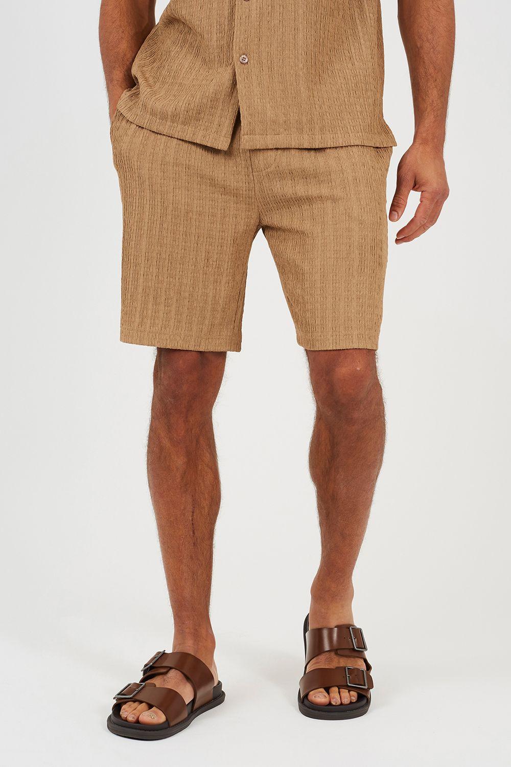 Textured Drawcord Shorts by BRAVE SOUL