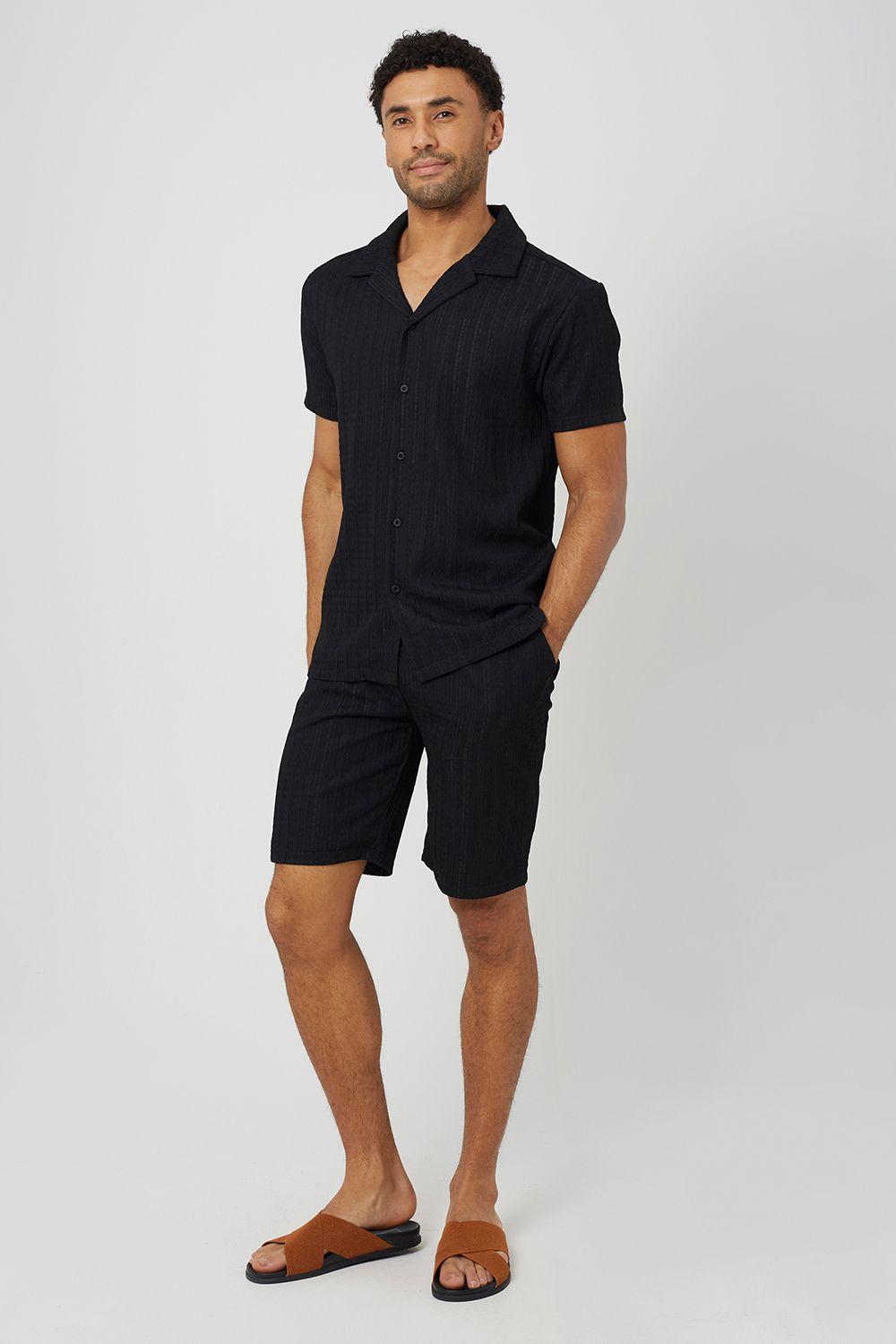 Textured Drawcord Shorts by BRAVE SOUL