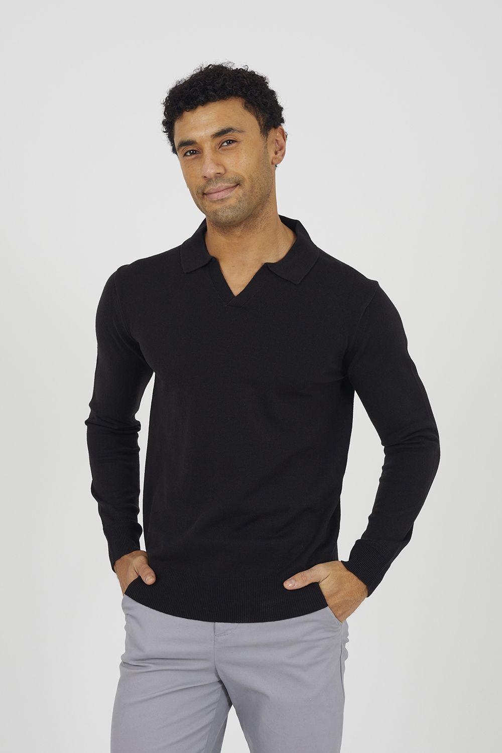 Trophy Neck Knitted Polo by BRAVE SOUL