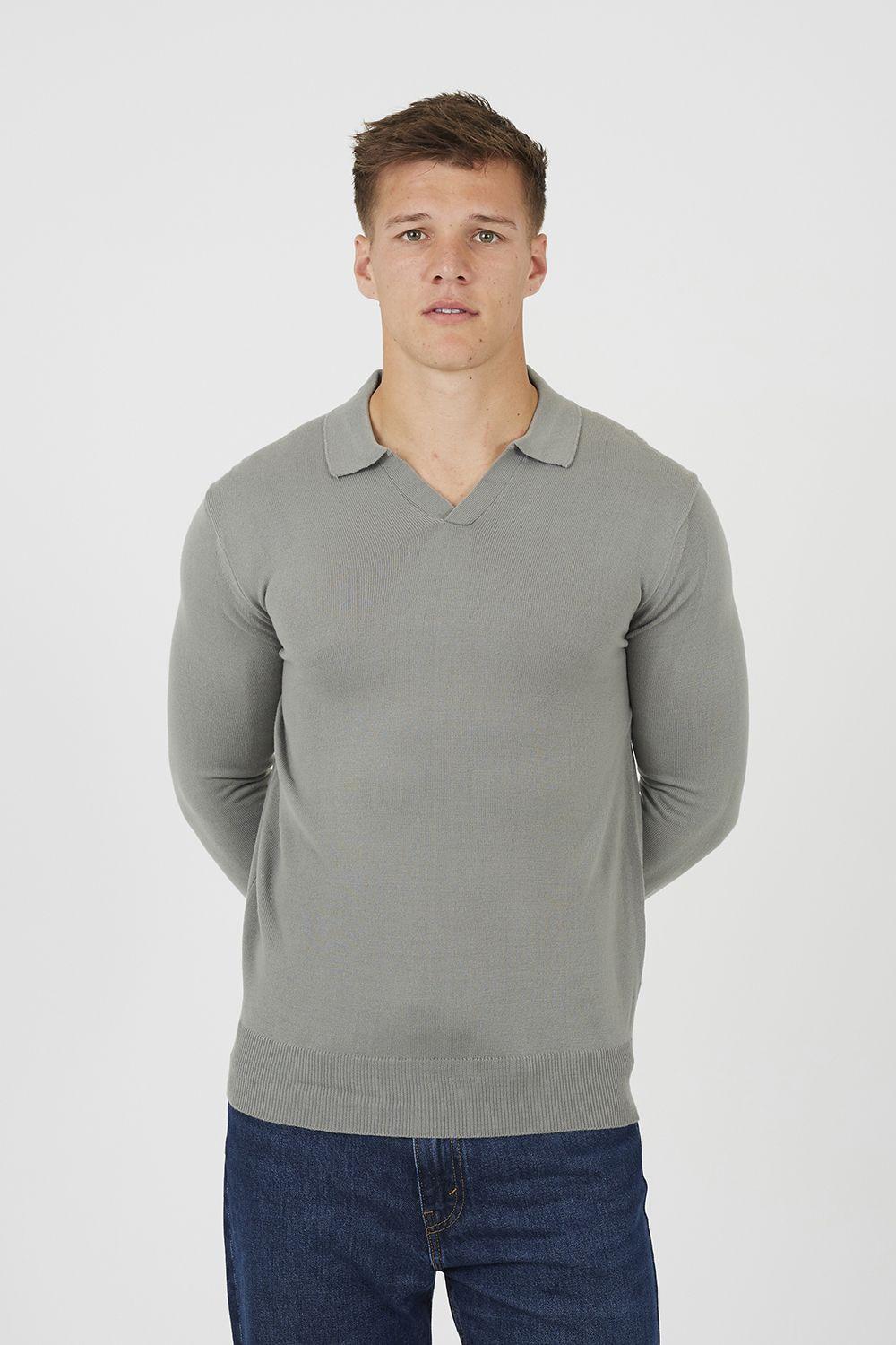 Trophy Neck Knitted Polo by BRAVE SOUL