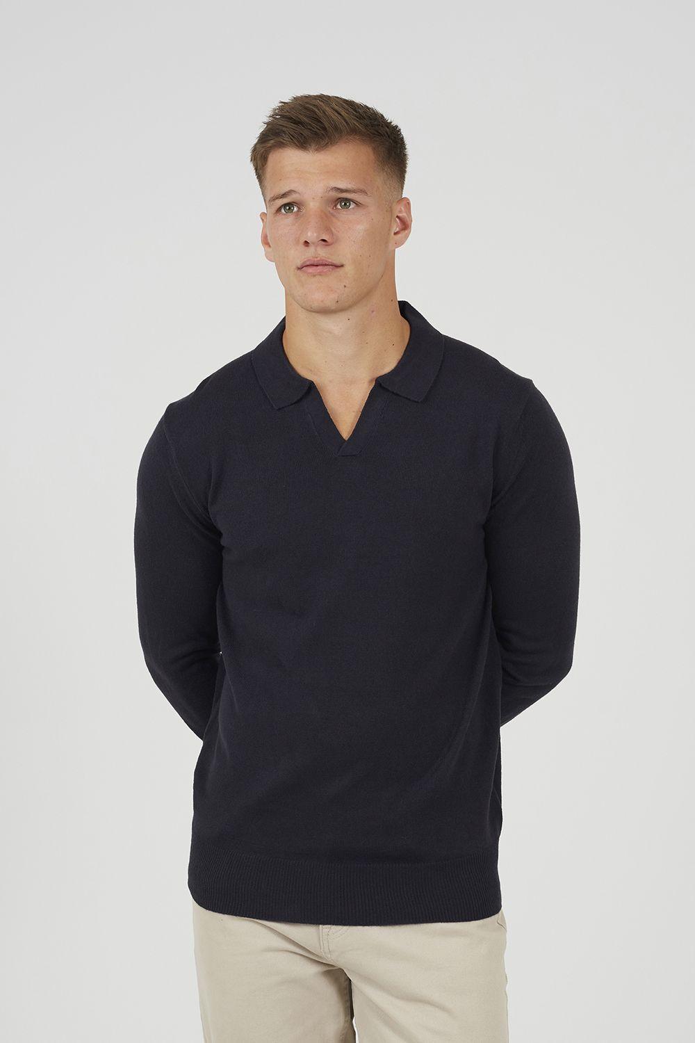 Trophy Neck Knitted Polo by BRAVE SOUL