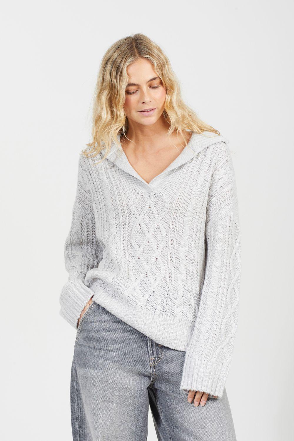 V-Neck Cable Knit Jumper by BRAVE SOUL
