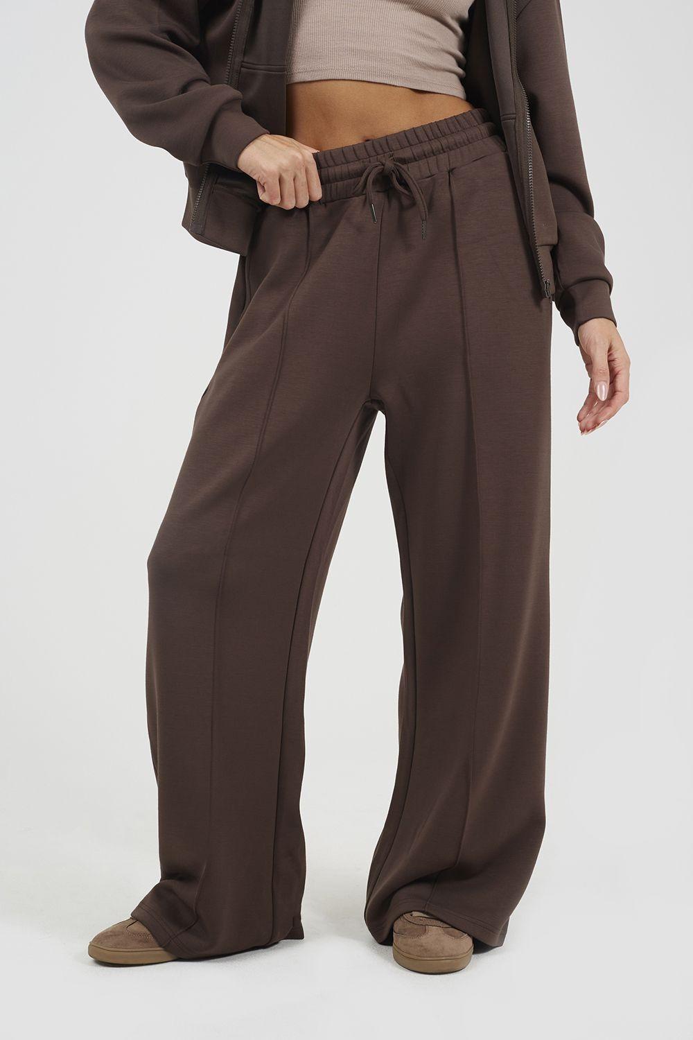 Wide Leg Scuba Joggers With Seam Detail by BRAVE SOUL